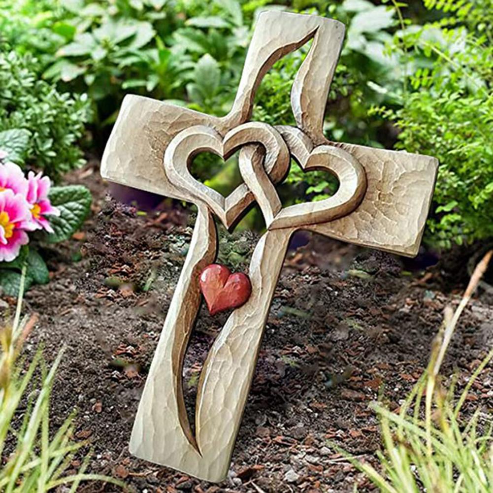 Ineinander Verschlungene Herzen | Geschnitztes Holzkreuz-Bella Webshop