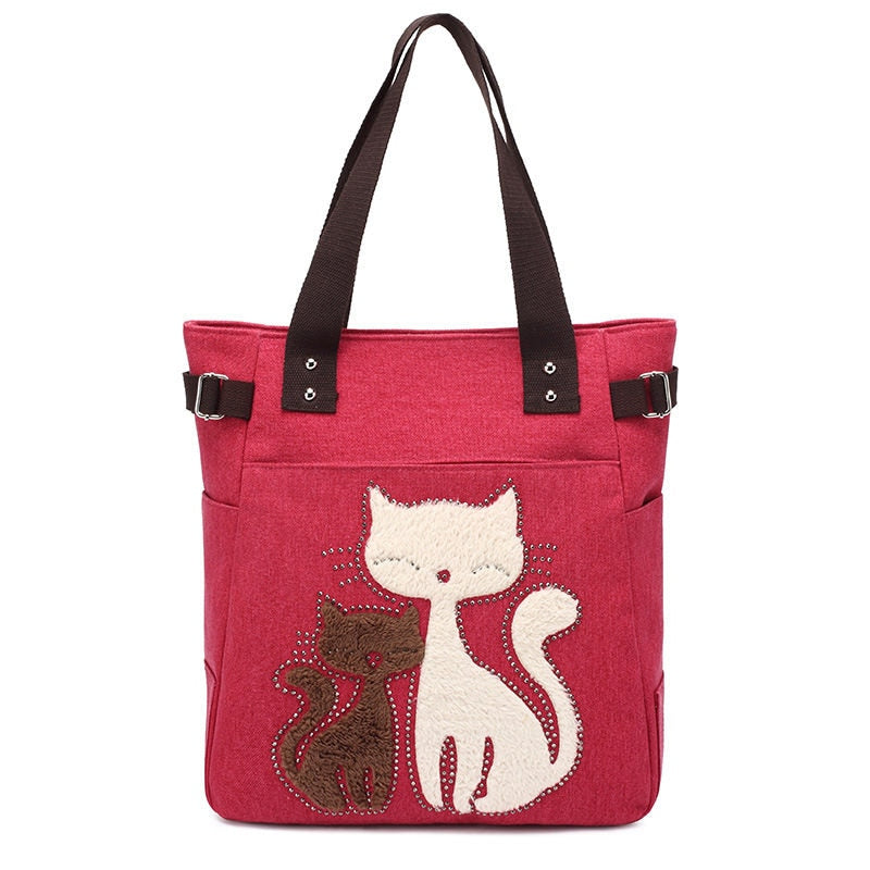 Katze Stickerei Canvas Tasche-Bella Webshop