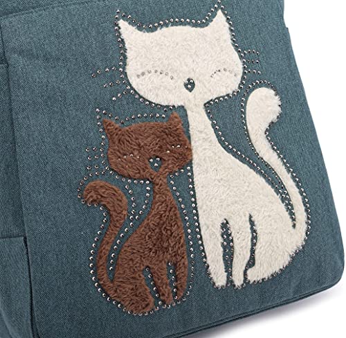Katze Stickerei Canvas Tasche-Bella Webshop