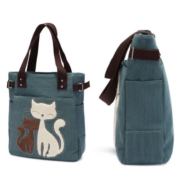 Katze Stickerei Canvas Tasche-Bella Webshop