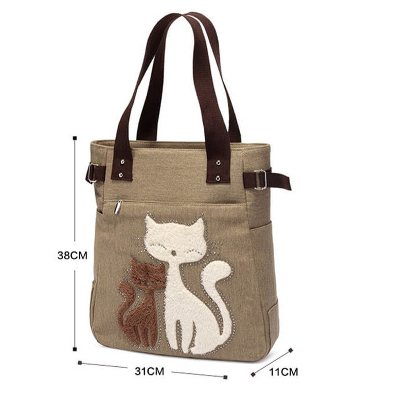 Katze Stickerei Canvas Tasche-Bella Webshop