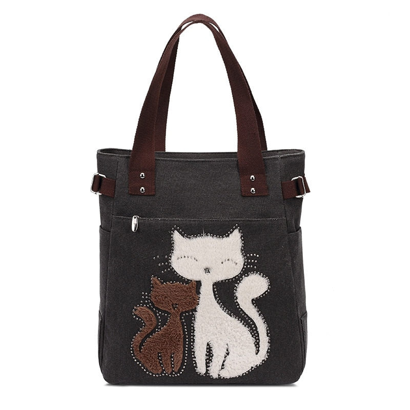 Katze Stickerei Canvas Tasche-Bella Webshop