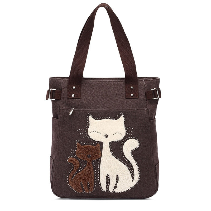 Katze Stickerei Canvas Tasche-Bella Webshop