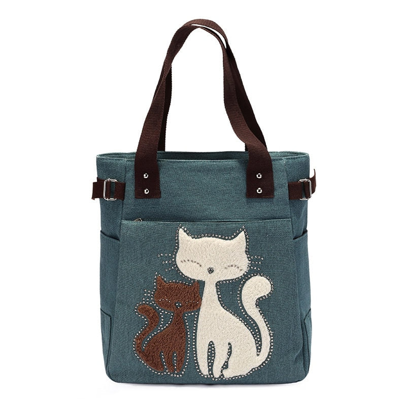 Katze Stickerei Canvas Tasche-Bella Webshop