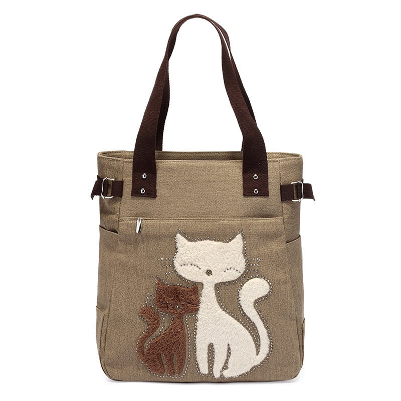 Katze Stickerei Canvas Tasche-Bella Webshop
