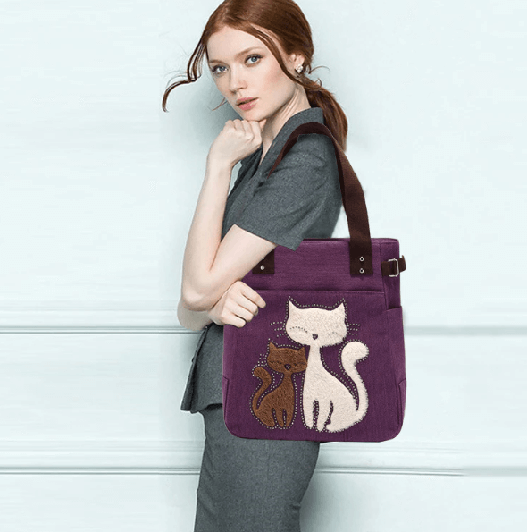 Katze Stickerei Canvas Tasche-Bella Webshop