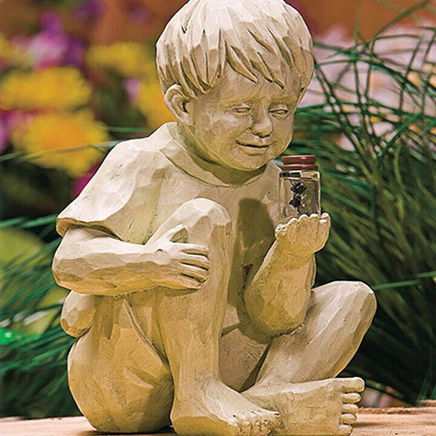 Kinder Mit Solar-Glühwürmchen Gartenstatuen-Bella Webshop