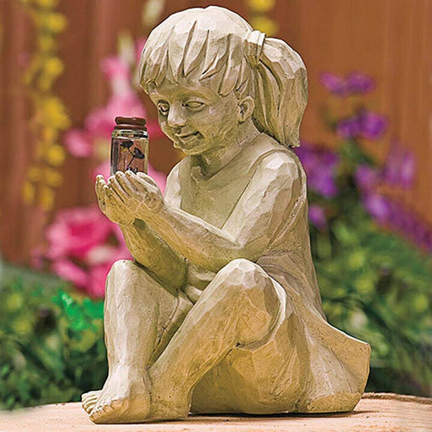 Kinder Mit Solar-Glühwürmchen Gartenstatuen-Bella Webshop
