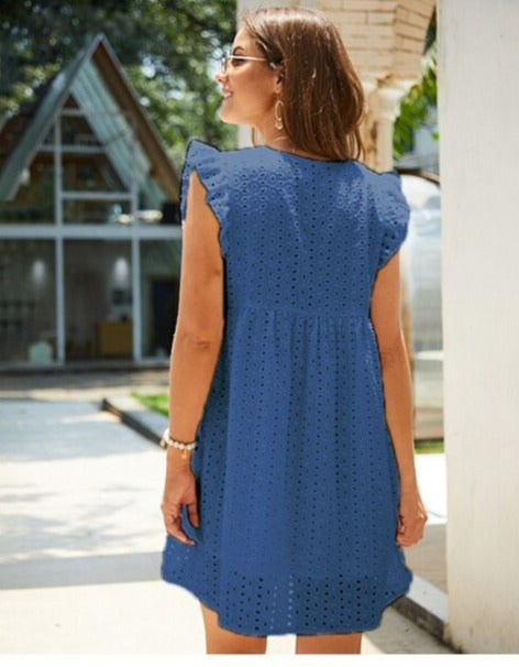 Kurzes Kleid Mit Gerafften Ärmeln-Bella Webshop
