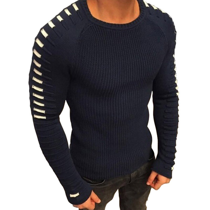 Langer Plissierter Strickpullover Für Männer-Bella Webshop