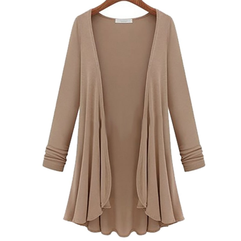 Lässige Langärmelige Strickjacke Mit Rüschen-Bella Webshop