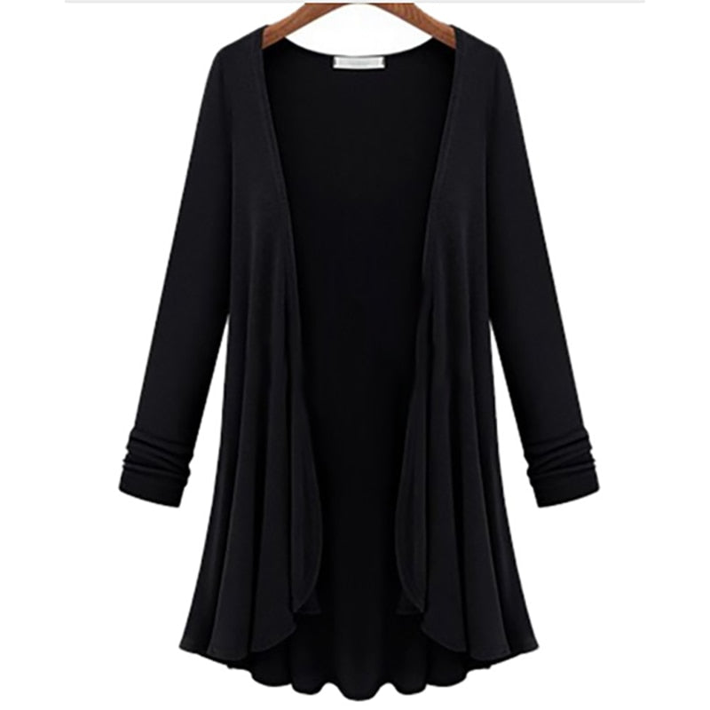 Lässige Langärmelige Strickjacke Mit Rüschen-Bella Webshop