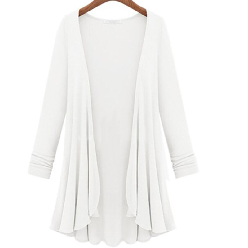 Lässige Langärmelige Strickjacke Mit Rüschen-Bella Webshop
