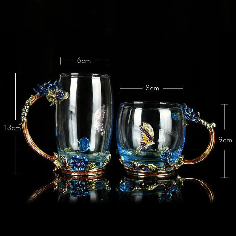 Luxuriöse Kristalltasse Blaue Rose-Bella Webshop