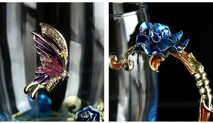 Luxuriöse Kristalltasse Blaue Rose-Bella Webshop