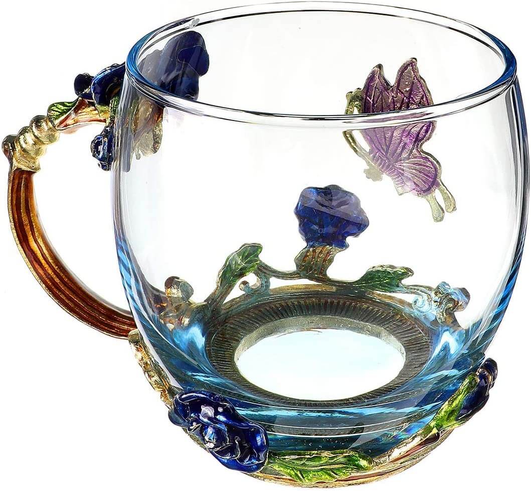 Luxuriöse Kristalltasse Blaue Rose-Bella Webshop