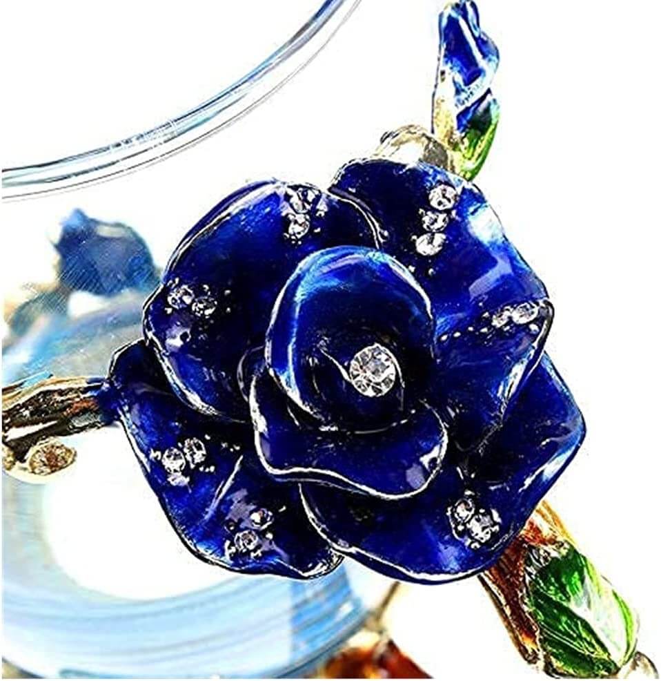 Luxuriöse Kristalltasse Blaue Rose-Bella Webshop
