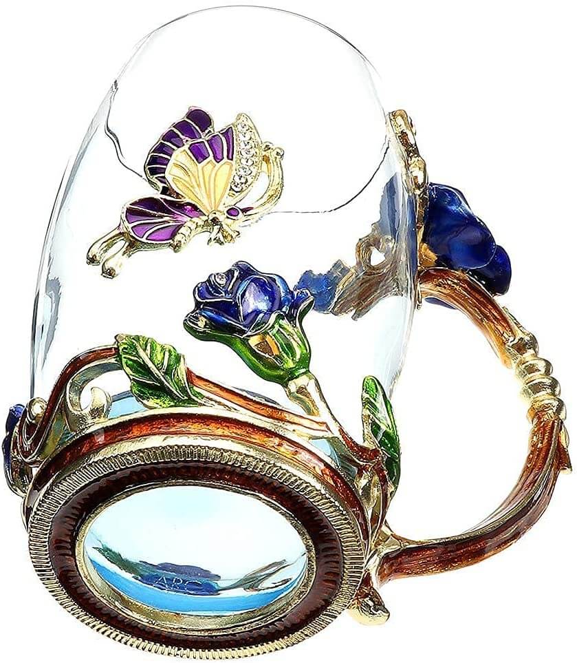 Luxuriöse Kristalltasse Blaue Rose-Bella Webshop