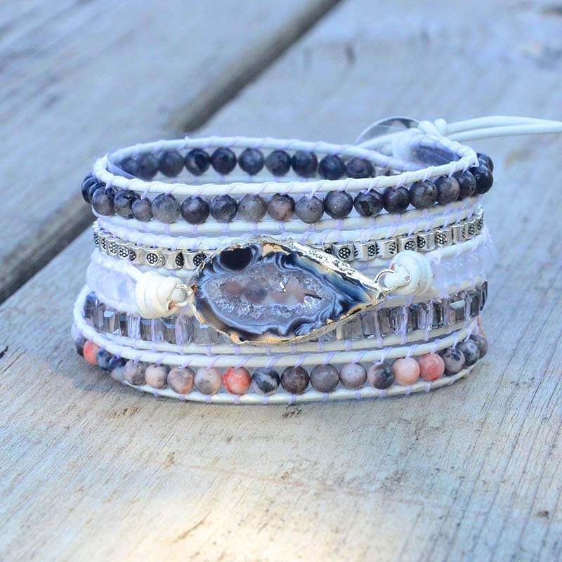 Magisches Labradorit &amp; Drusus Kristall Gewebtes Armband-Bella Webshop