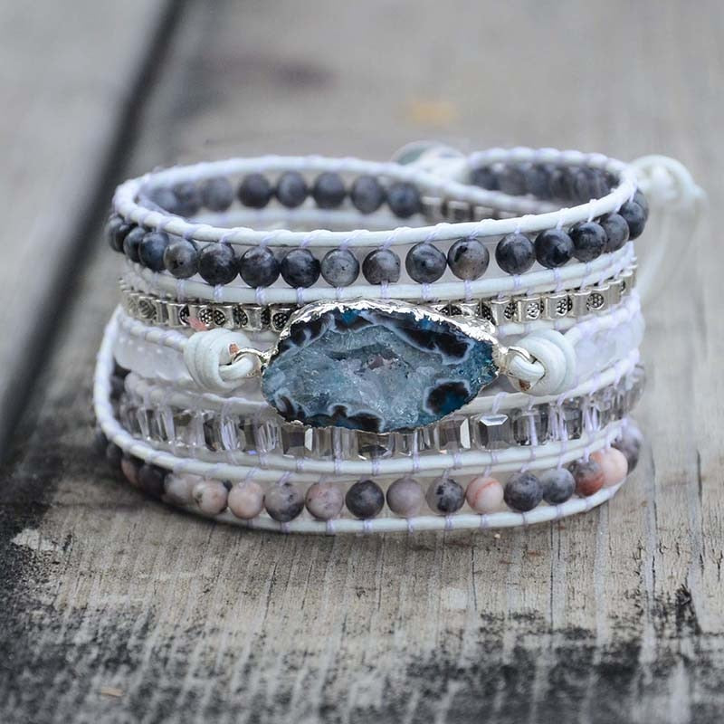 Magisches Labradorit &amp; Drusus Kristall Gewebtes Armband-Bella Webshop
