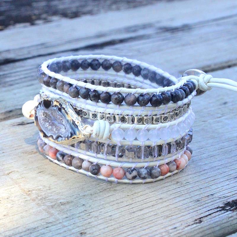 Magisches Labradorit &amp; Drusus Kristall Gewebtes Armband-Bella Webshop