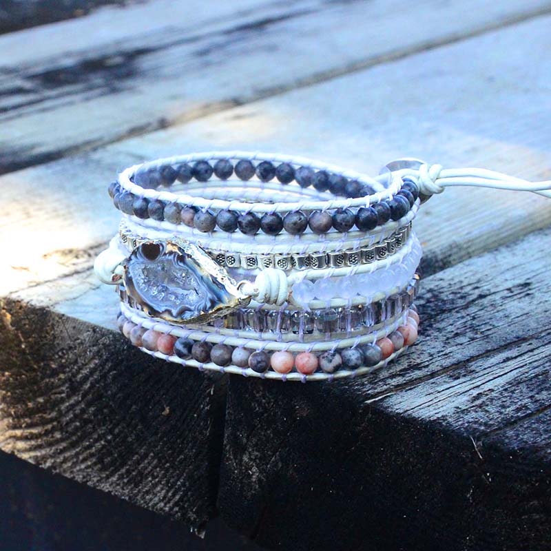 Magisches Labradorit &amp; Drusus Kristall Gewebtes Armband-Bella Webshop