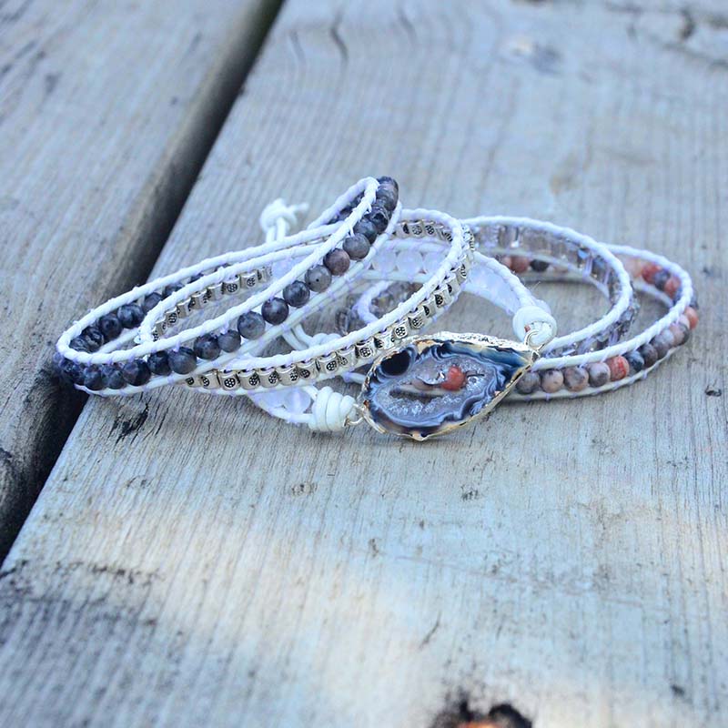 Magisches Labradorit &amp; Drusus Kristall Gewebtes Armband-Bella Webshop