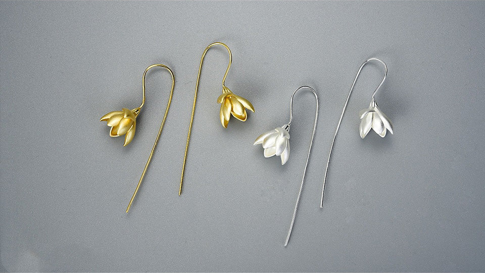 Magnolienblüten-Baumel-Ohrring-Bella Webshop