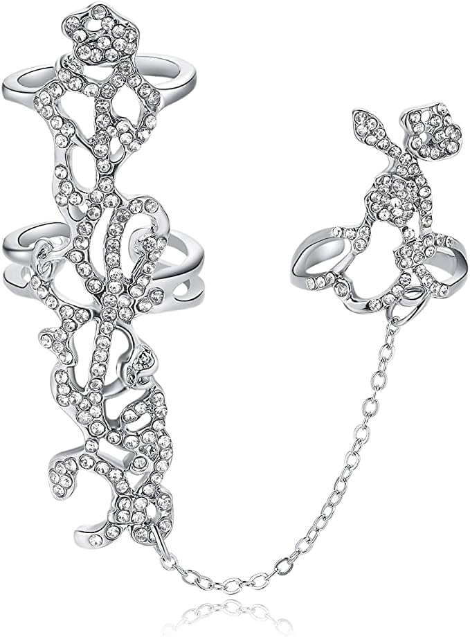 Mehrere Finger Stack Knuckle Band Crystal Ring-Bella Webshop