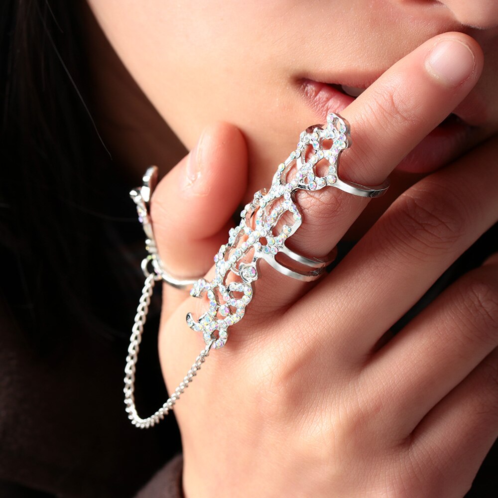 Mehrere Finger Stack Knuckle Band Crystal Ring-Bella Webshop