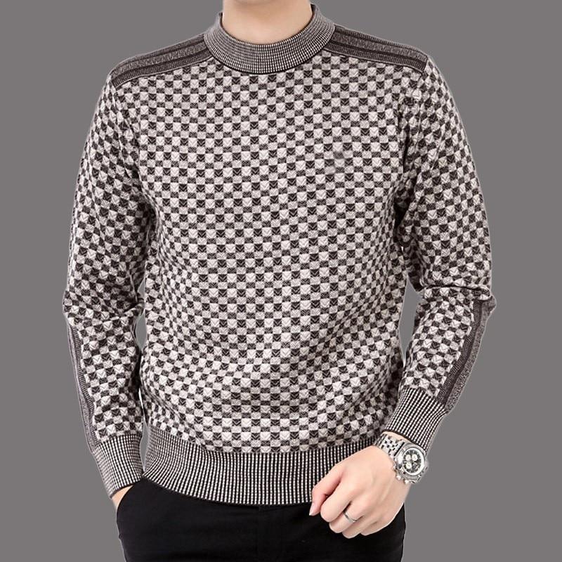 Men'S Knitted Plaid Sweaters-Bella Webshop
