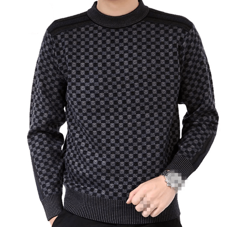 Men'S Knitted Plaid Sweaters-Bella Webshop