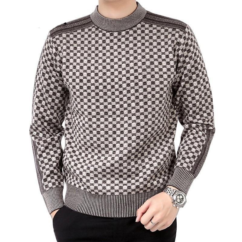 Men'S Knitted Plaid Sweaters-Bella Webshop