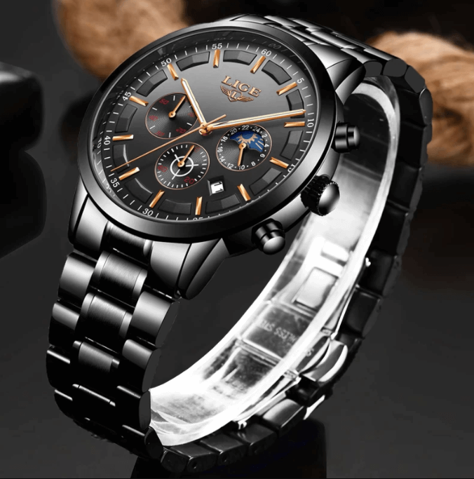 Military Schwarz Stahlband Armbanduhr-Bella Webshop