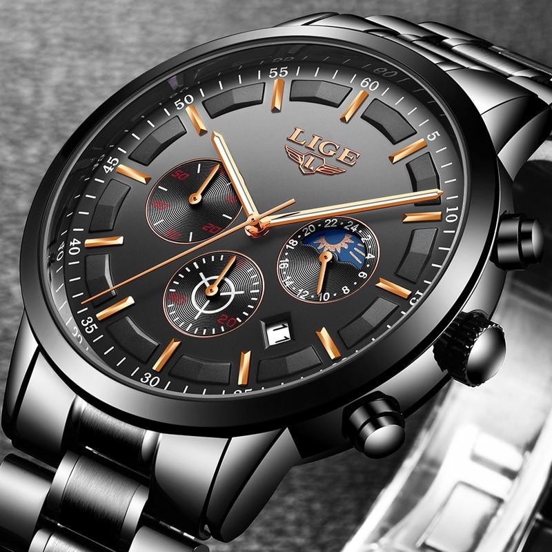 Military Schwarz Stahlband Armbanduhr-Bella Webshop