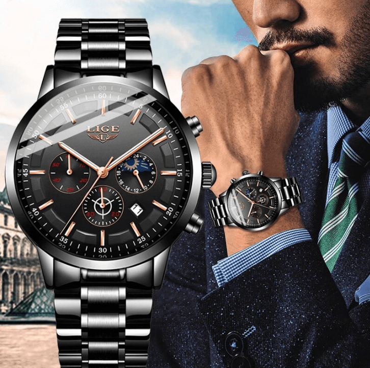 Military Schwarz Stahlband Armbanduhr-Bella Webshop