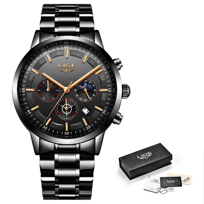 Military Schwarz Stahlband Armbanduhr-Bella Webshop