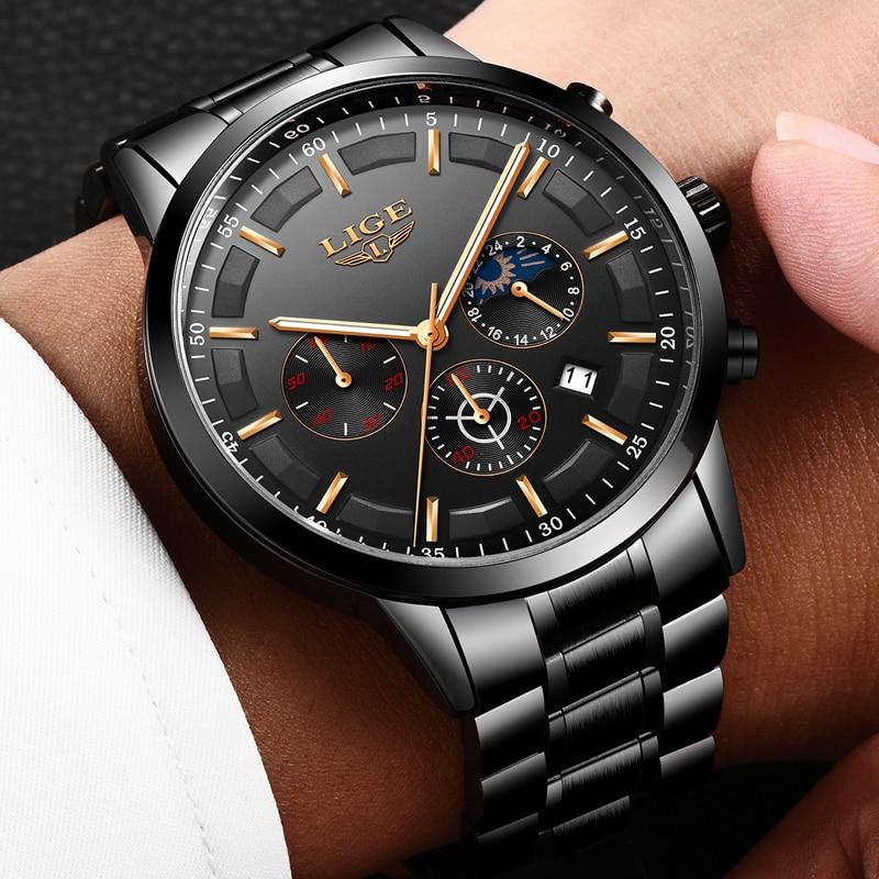 Military Schwarz Stahlband Armbanduhr-Bella Webshop