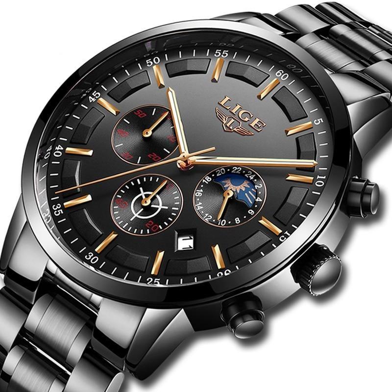 Military Schwarz Stahlband Armbanduhr-Bella Webshop