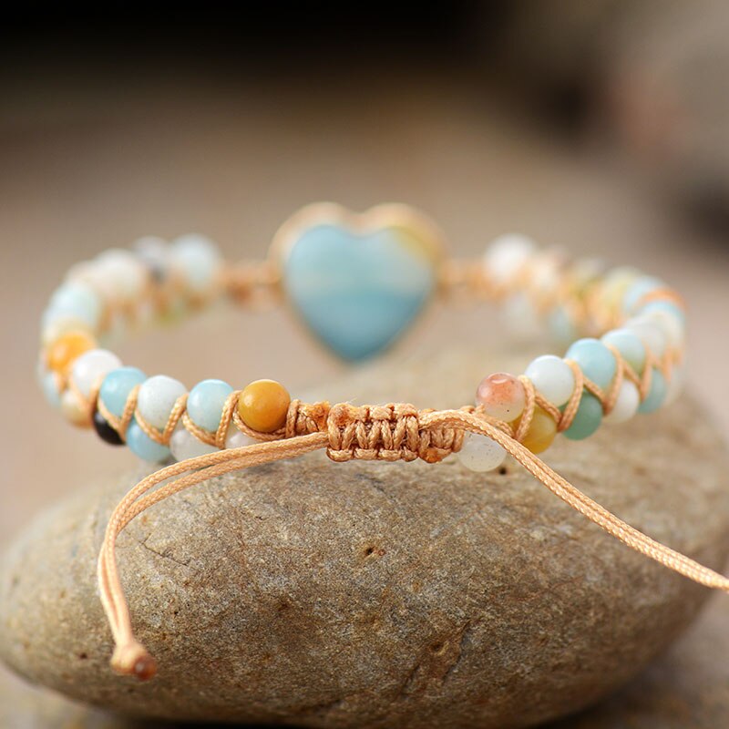 Natürliches Amazonit-Herz-Armband-Bella Webshop