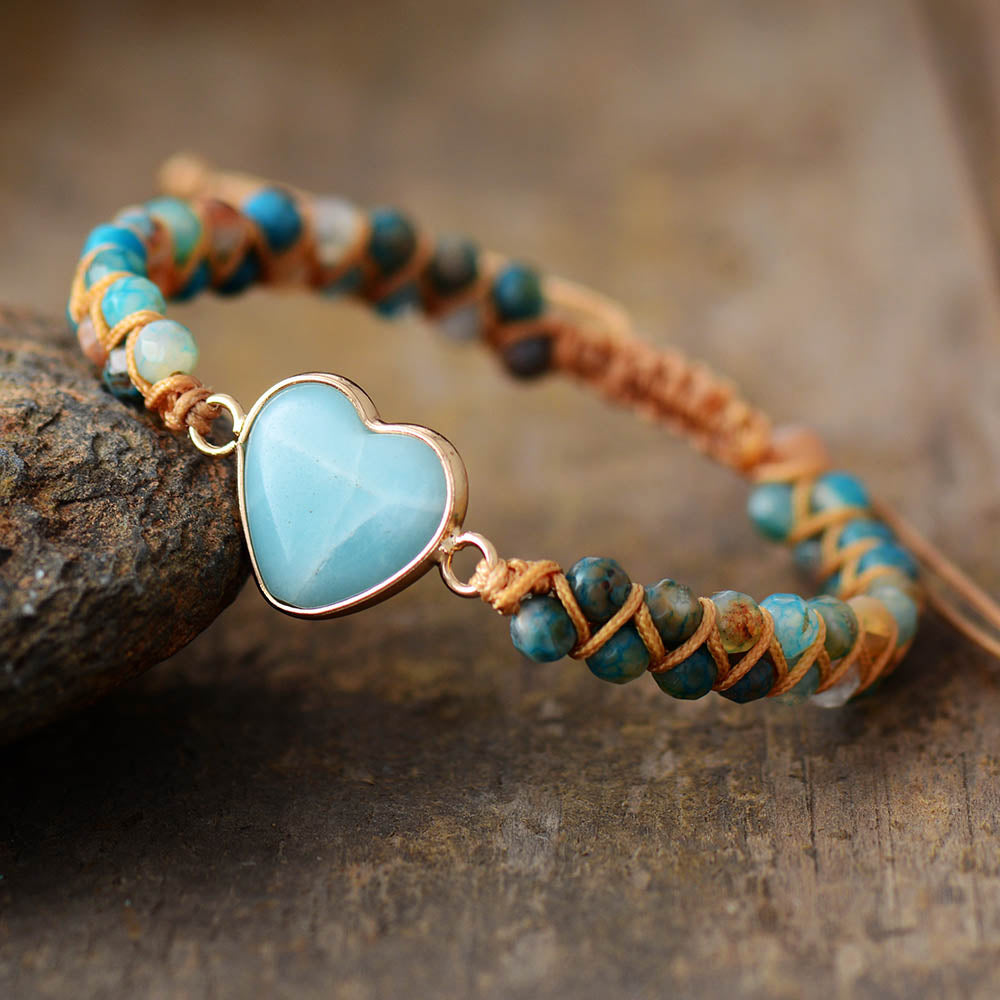 Natürliches Amazonit-Herz-Armband-Bella Webshop