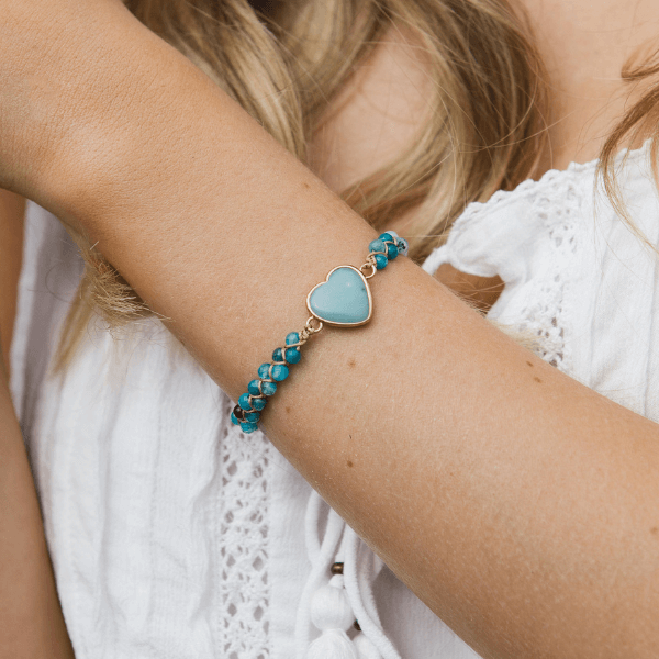 Natürliches Amazonit-Herz-Armband-Bella Webshop