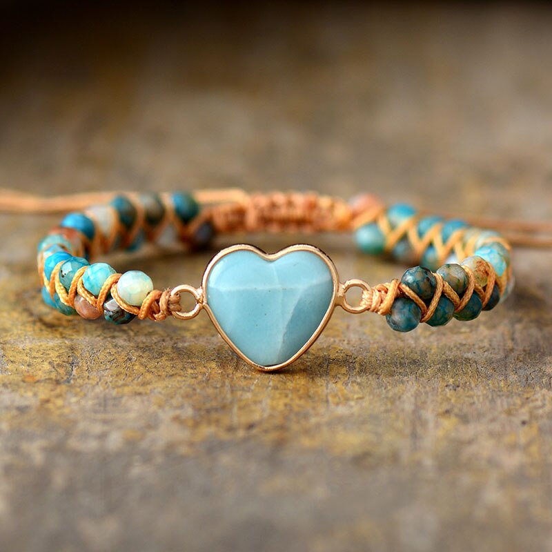 Natürliches Amazonit-Herz-Armband-Bella Webshop
