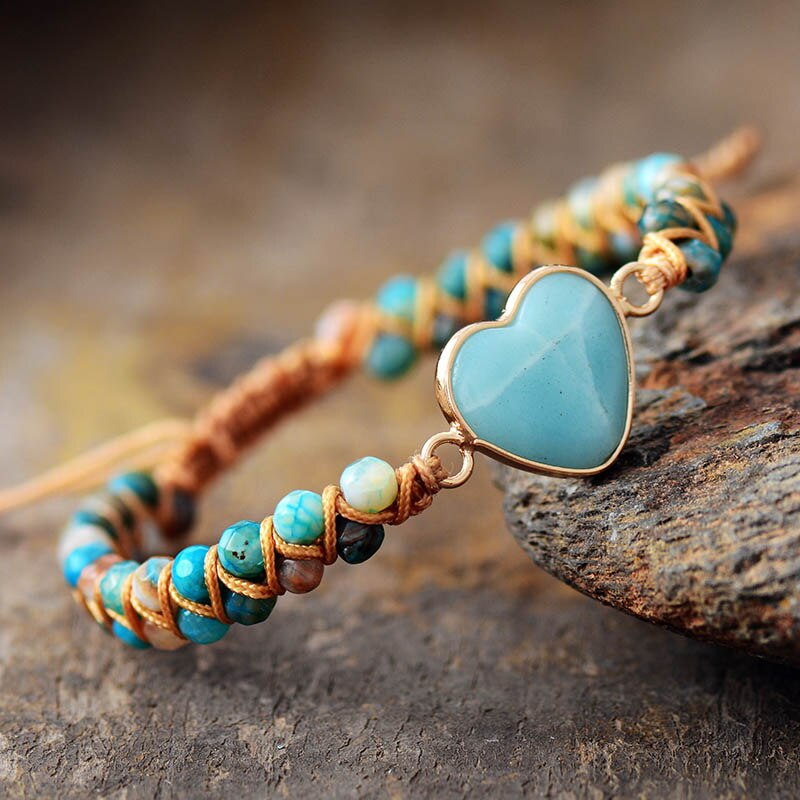 Natürliches Amazonit-Herz-Armband-Bella Webshop