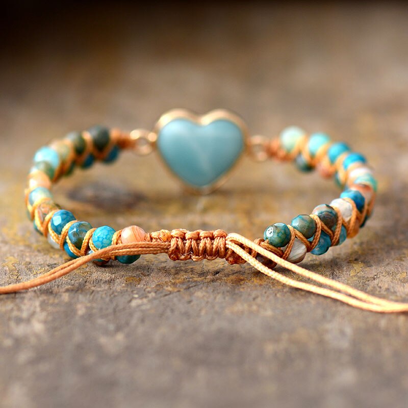 Natürliches Amazonit-Herz-Armband-Bella Webshop