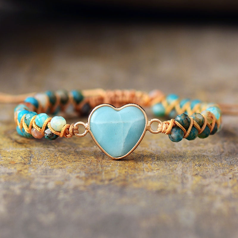 Natürliches Amazonit-Herz-Armband-Bella Webshop