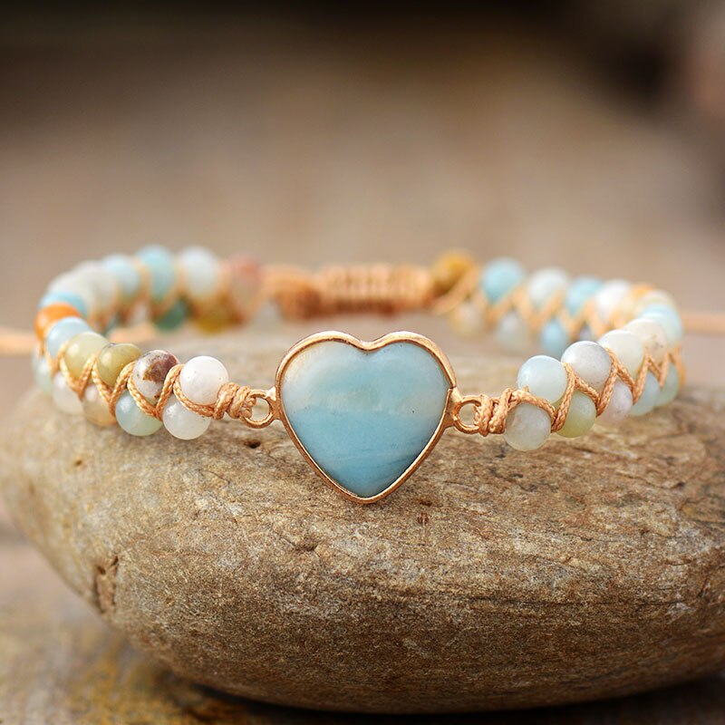 Natürliches Amazonit-Herz-Armband-Bella Webshop