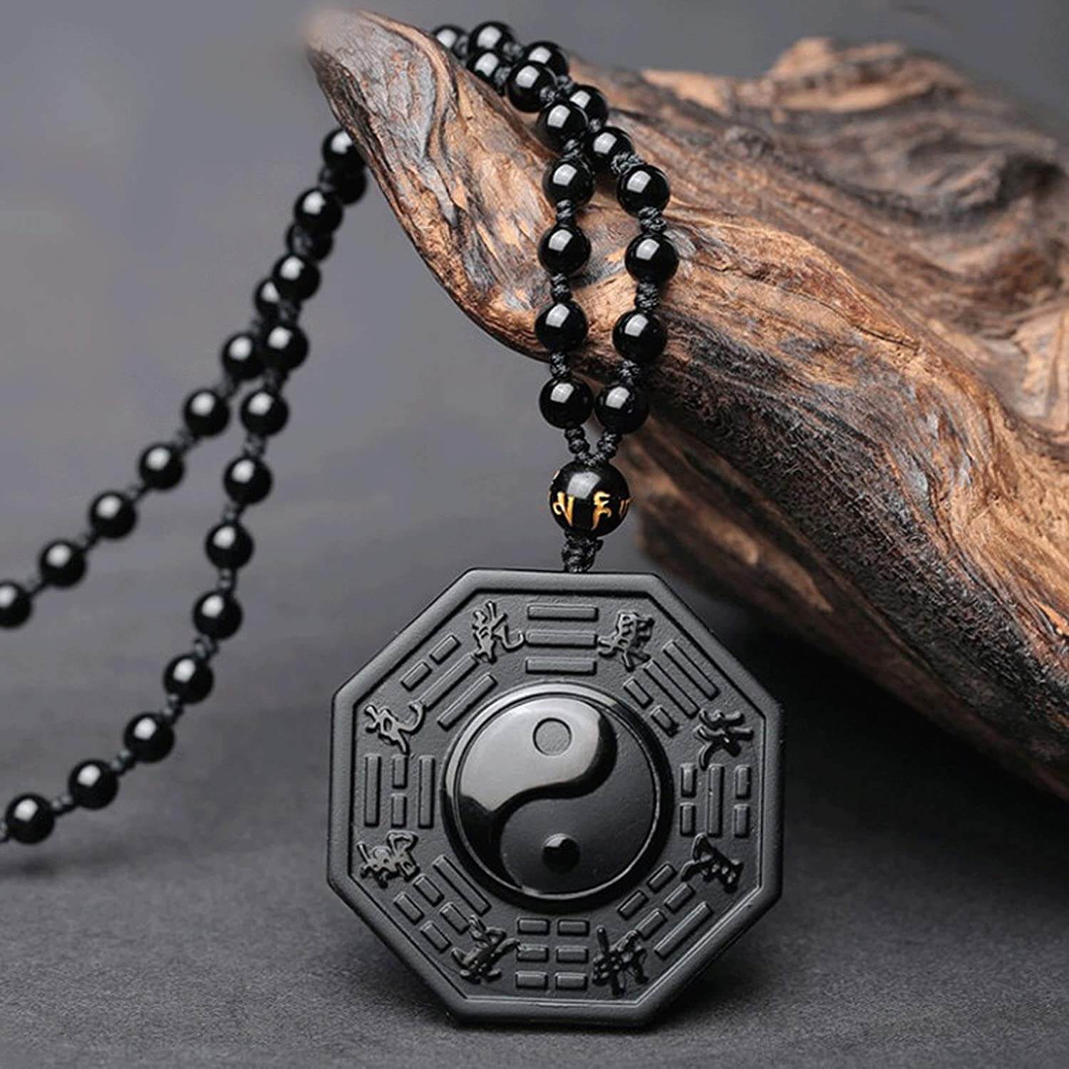 Obsidian Yin Yang Halskette-Bella Webshop