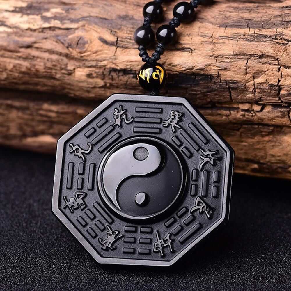 Obsidian Yin Yang Halskette-Bella Webshop