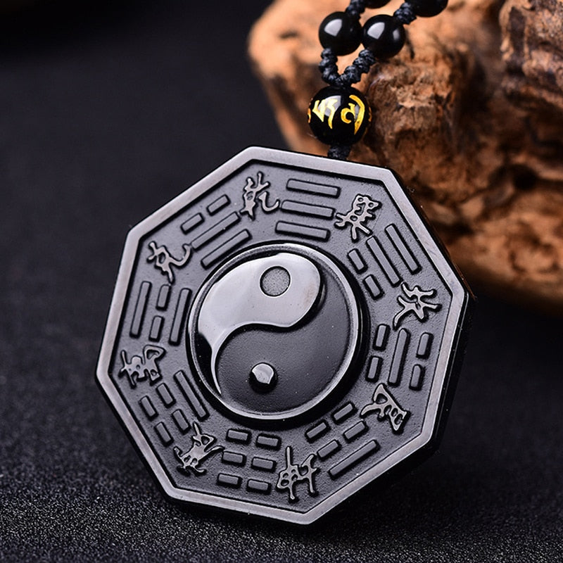 Obsidian Yin Yang Halskette-Bella Webshop